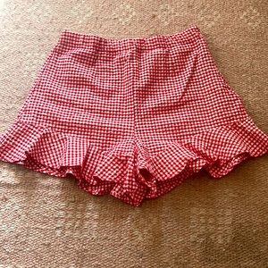 Zara Red and white pleated shorts